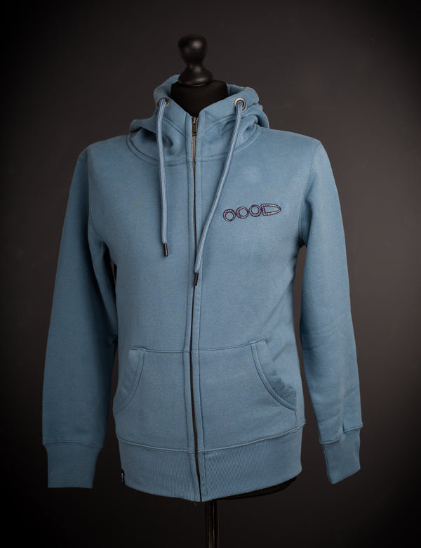 OOODie Spiral in monochrome on Ocean Blue