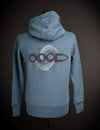 OOODie Spiral in monochrome on Ocean Blue