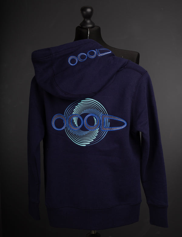 OOODie Spiral in monochrome on Oxford Blue